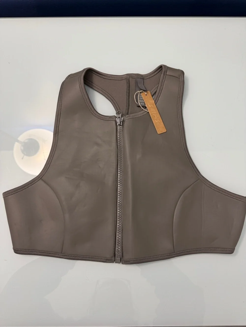 NWT SKIMS Rubberized Scuba Swim High Neck Bikini Top